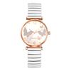 Watch Butterfly Analog Stainless Steel Elastic Stretch Band Arabic Sunray Party Gift for White Friend Women's Charm Quartz, Sparkling, Bangle,