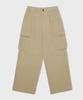 GLW Wide Big Pocket Elastic Waist Cargo Pants Dark Beige