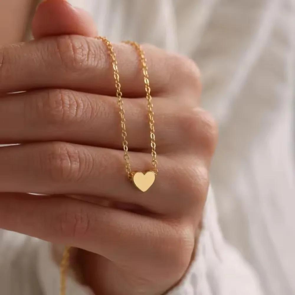 Fashion Collier Simple Heart Girls Pendant Necklace Small Love Shape Hearts Clavicle Choker Jewelry
