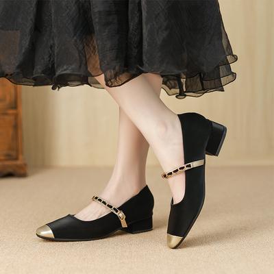 Y890-1 Black Mary Jane Shoes Women's Shoes Spring and Autumn 2025 New Shallow Mouth Niche with Skirt Temperament Single Shoes