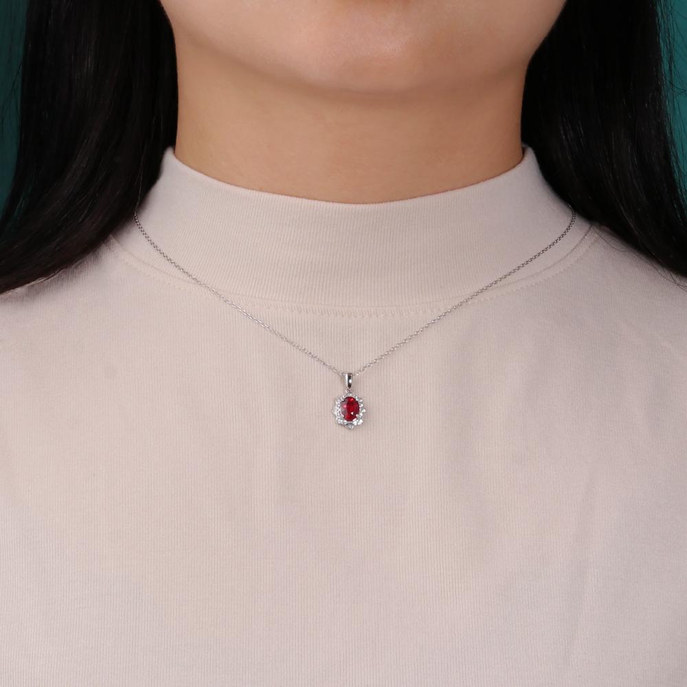 Natural Filled Ruby Jewelry Set July Birthstone 925 Silver Ring Earrings Necklace for Women Wedding Banquet Gifts Rare Precious