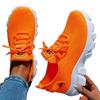 Spring Women Shoes Orange Sneakers Woman Knitted Shoes Breathable Mesh Ladies Casual Shoes Platform Lace-up Soft Thick Sole