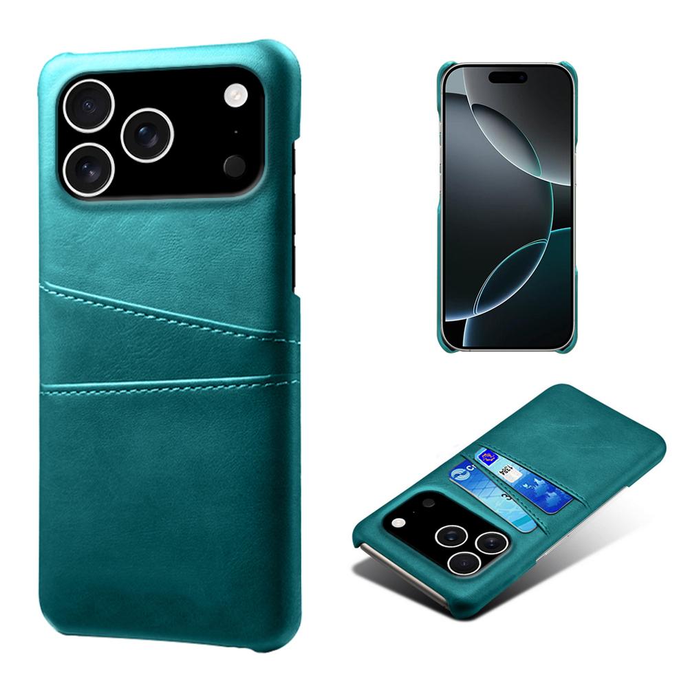 For iPhone 17 Pro Case Dual Card Slots PU Leather + Hard PC Phone Cover
