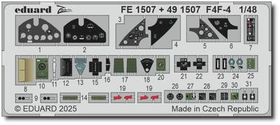 Eduard 1/48 Zoom Serie F4F-4 Ätzteile (für Academy Modellbausätze) Plastikmodellbausatzteile EDUFE1507 (Flugzeug)