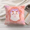 Cute Caroon Cat Portrait Cushion Cover Silky Short Plush Invisible Zipper Dustproof Sofa Pillow Case For Home Decor