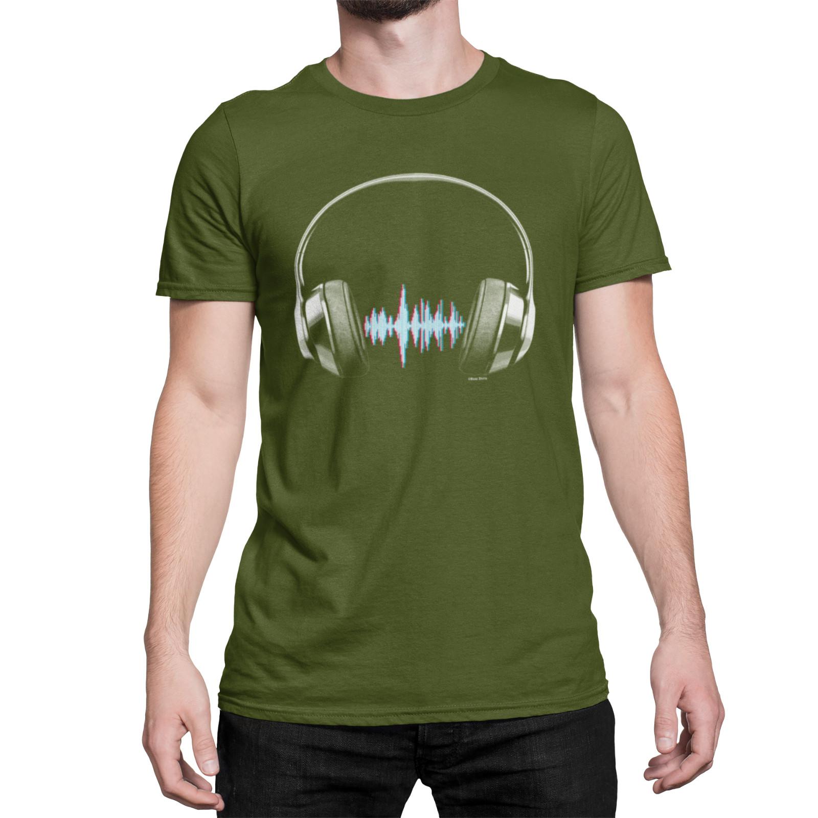 Mens Music T-Shirt Mens Womens Tees Top  HEADPHONES EQUALISER DJ Electronic Rock Rave Dance 2XL