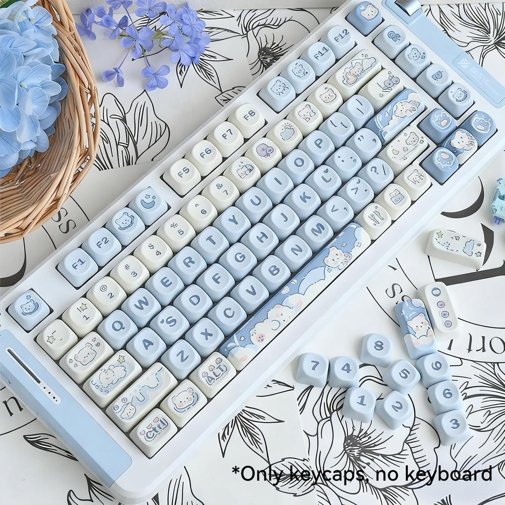 MOA yüksekliği dondurma ayısı tuş başlığı mavi sevimli çizgi film süblimasyon tuş başlığı 75 98 mekanik klavye tuş başlıklarının tam seti