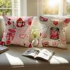 Handdrawn Style Heart Pattern Cushion Cover Pillowcase Antidustmite Invisible Zipper Short Plush Sofa Cushion