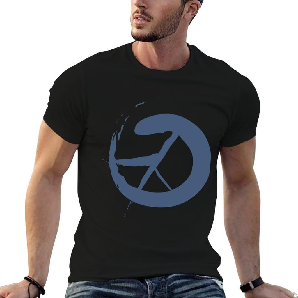 Peace Symbol Calligraphy TShirt Basic Solid Color Casual Tee Shirt