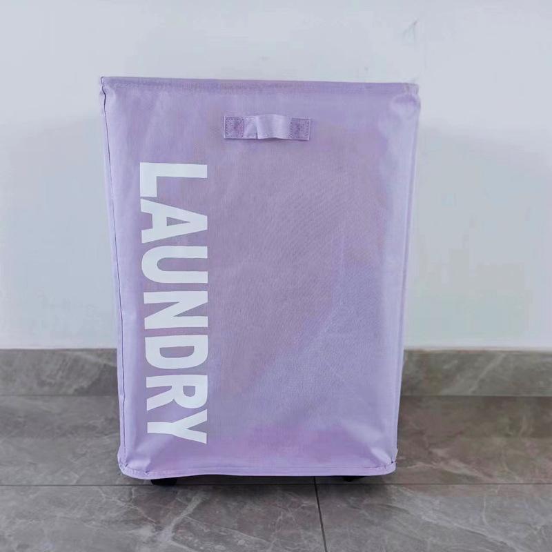 Oxford Cloth Folding Storage Basket with Wheels - Ideal for Laundry, Yoga Mats, and Household Items.