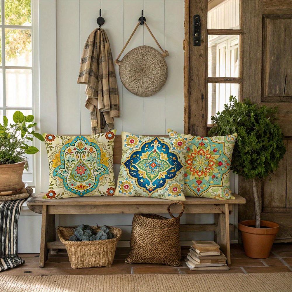 1/4pcs Bohemian Vintage Floral Mandala Throw Pillow Covers  Boho Decorative Cushion Cases for Home Sofa Bedroom Cushion Cover