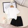 Summer Hot-Selling Girls' Set for Young Children Solid Color Short Sleeve T-Shirt + Shorts