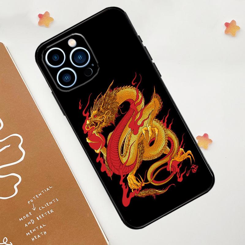 Chinese Style Crane Dragon Phone Case For iPhone 17 Pro Max 14 13 12 11 15 16 Pro Max Mini 16 Plus 16e 17 Air Funda