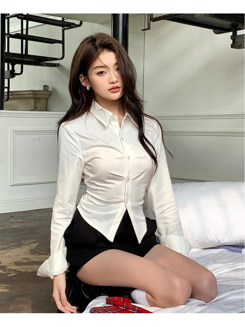 

Women s Pleated Long-Sleeve Spring Top Small