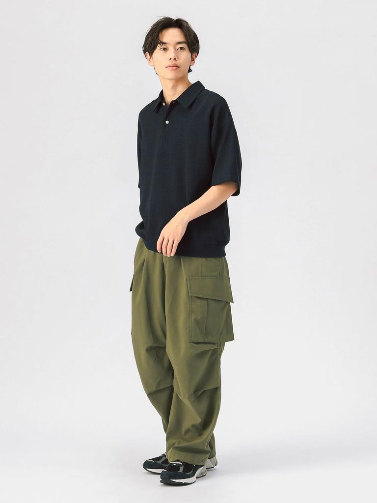 Beams Heart S/S Polo Polymelange Polo Shirt (Moisture-Wicking, Quick-Drying), Men's Navy, Size XL, 42020026639