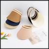 Straw Sun Visor Hat Stylish Long Brim Cap for Women CA553 [White Fang] (Black)