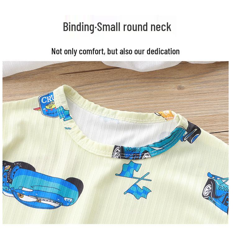 Kids' Ice Silk Short Sleeve Pajama Set - Thin, Airy Two-Piece for Boys & Girls