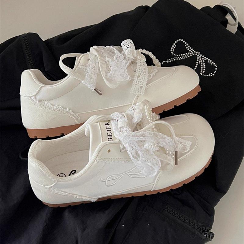 Pink lace temperament sneakers women's new summer breathable niche original design versatile board shoes