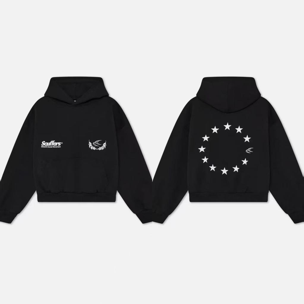 Amerikanischer Stil Bedruckte Design Kapuzenpullover Hip-Hop Verkleidung Schwarze Übergroße Jacken Unisex