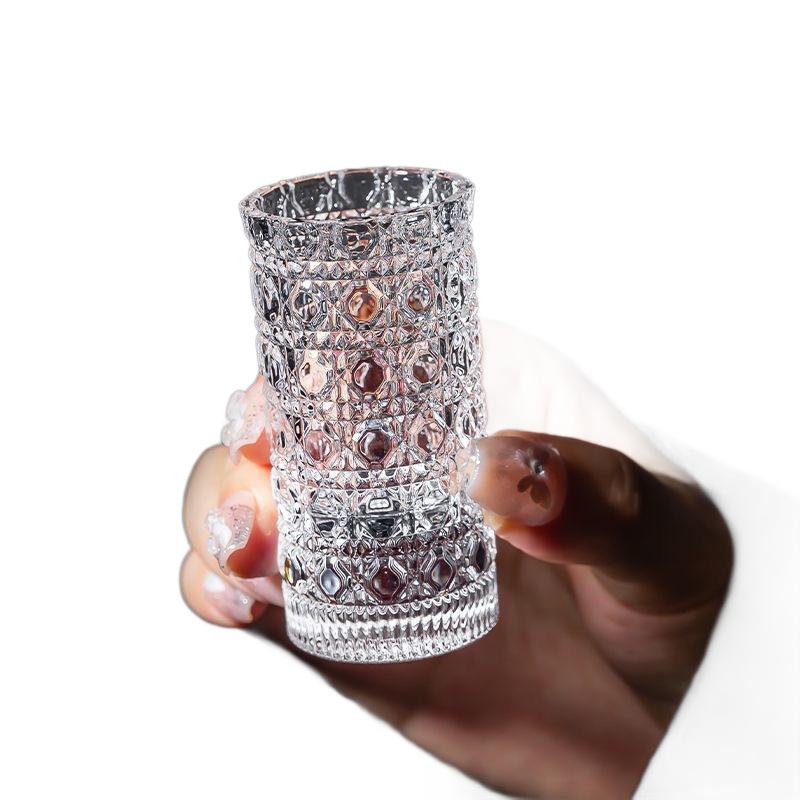 

Утолщенное стекло Мини-набор стаканов для воды Роскошный прозрачный с тисненым узором Винный ледяная вода Маленький стакан для питья Кофейная посуда