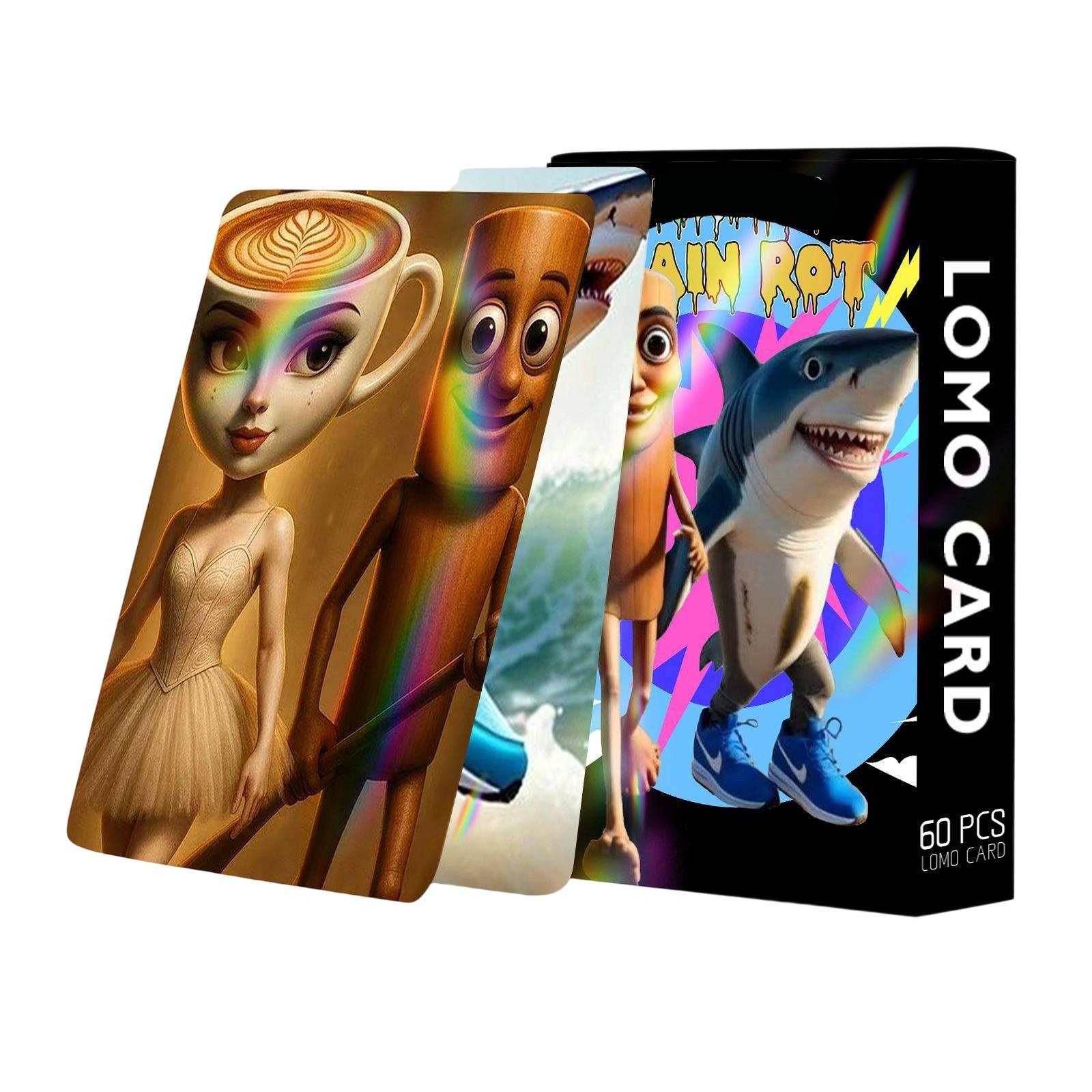 

60 карточек, мультяшные карточки, двухмерные двухсторонние карточки One Size