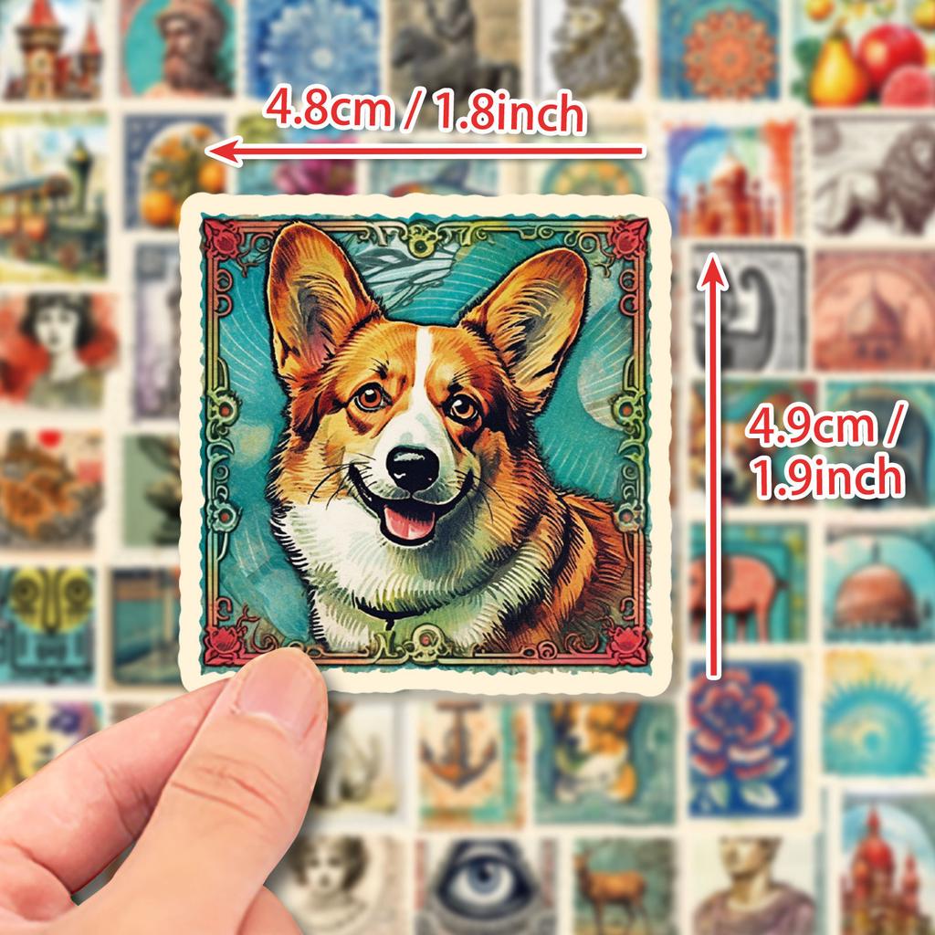 50 Antique Stamps Stickers European And American Renaissance Vintage Stamps Handbook Diary Diy Material