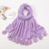 Hot-selling New Solid-color Hairball Imitation Cashmere Scarf In Autumn and Winter, Versatile Fashionable Velvet Thickened Fringed Warm Scarf