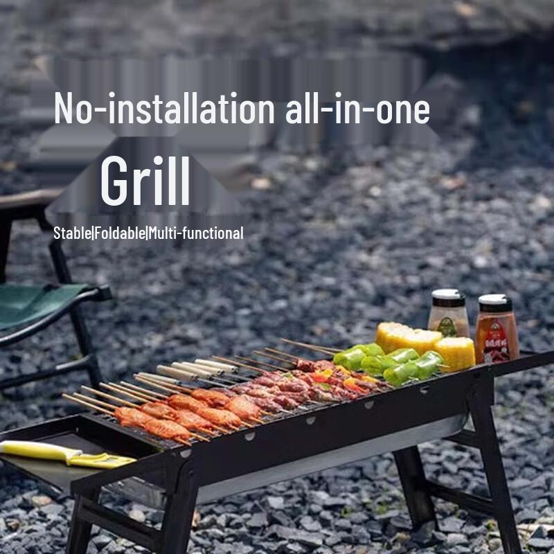 ZhiShi Portable Folding BBQ Grill with 8-Piece Set