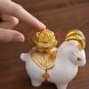 360 Degree Rotatable Lucky Sheep Figurine Treasure Bowl Resin Figurine Home Office