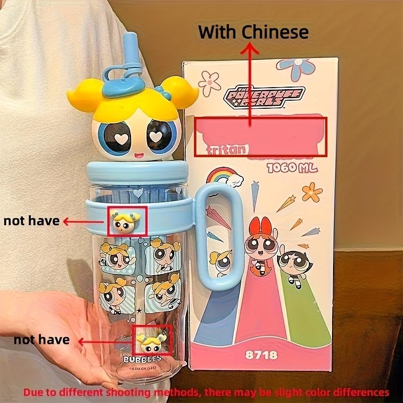 The Powerpuff Girls Blossom Vannkopp med sugerør og lokk, vannflaske, Søt Bubbles-fans' sugerørkopp, Stor kapasitet Iskonge-kopp, Buttercup Vannflasker