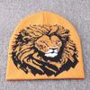 Jacquard Knitted Hat Hip Hop Warm Lion Animal Pattern Ear Protection Bag Head Pullover Cold Hat Brimless Wool Hat