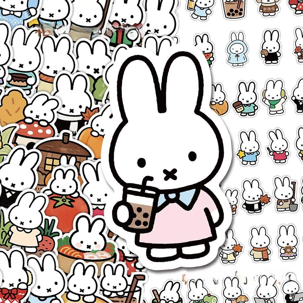 Miffy cartoon animation peripheral cute creative stickers personality two-dimensional decorative hand account stickers wholesale Random 68pcs