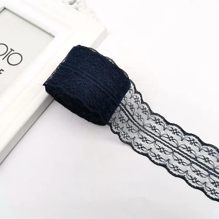 10Meters/Roll 4.5CM Red Black Blue Embroidery Lace Ribbon DIY Apparel Sewing Fabric Wedding Christmas Halloween Gift Decoration