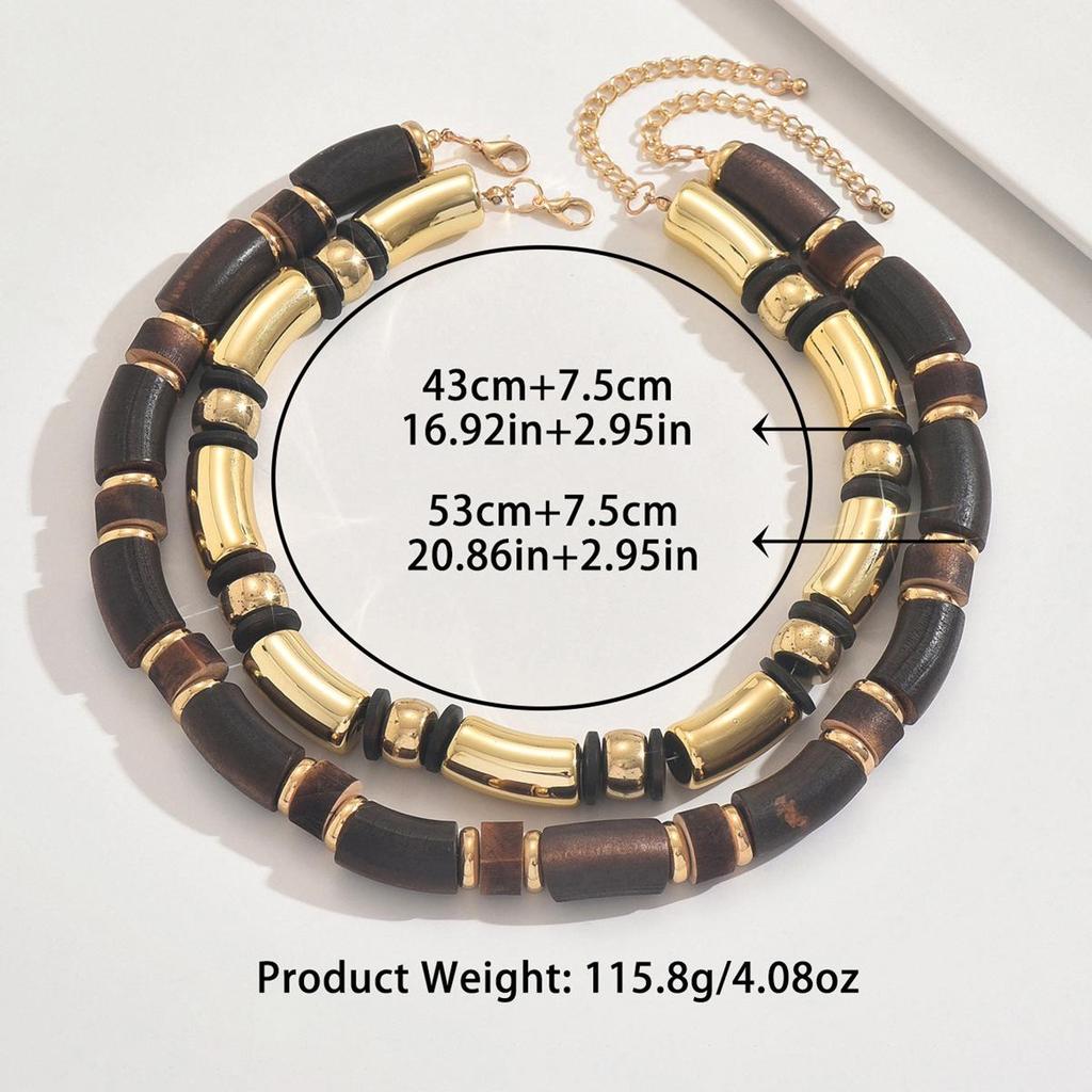 Set di Collane in Bambù a Doppio Strato - Stile Europeo & Americano Trendy per Donne