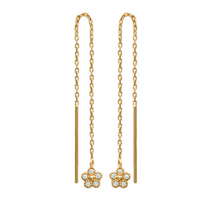 [N3047] - Gold Plated Earrings 'Flora' White Gold - 65x5 Mm