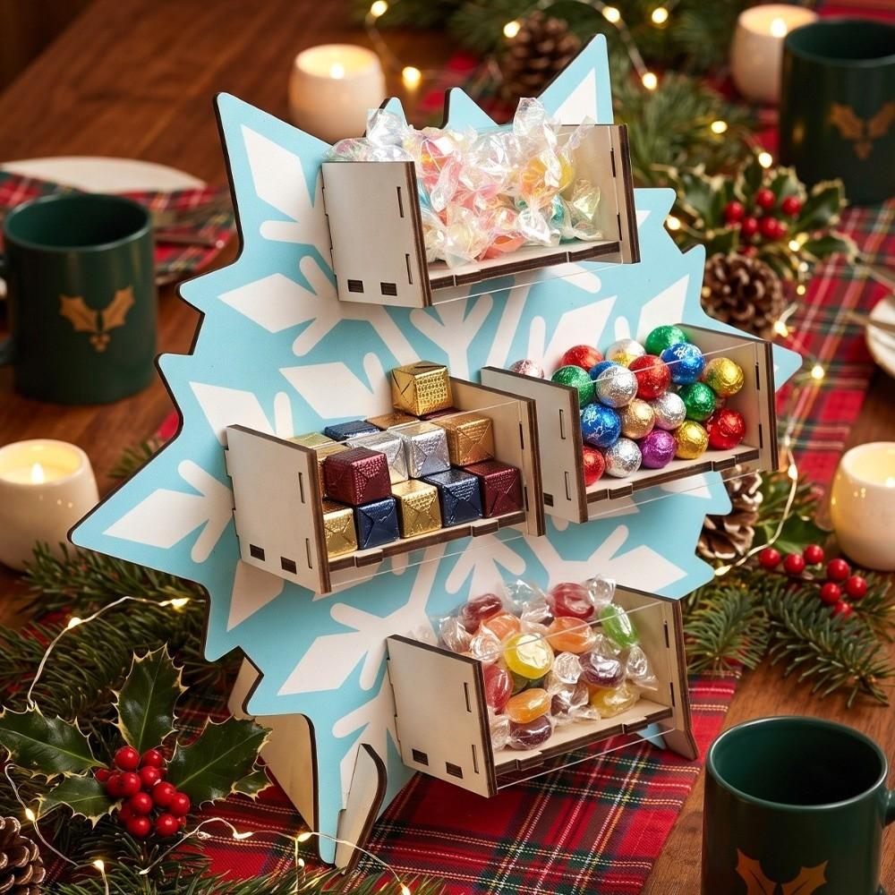 Santa Claus Storage Rack Xmas Tree Dim Sum Display Tray Festival Desktop Ornament Christmas Party