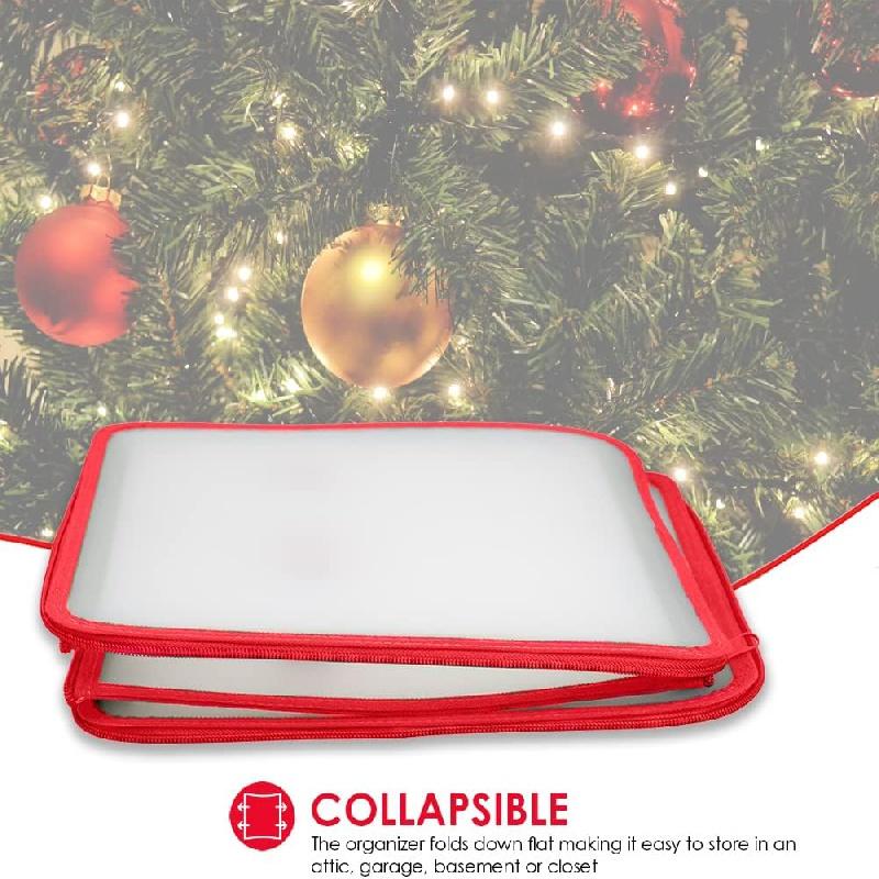 1pc Christmas Ornament Storage Box With 64 Compartments, Snowflake Christmas Ball Storage Containers With Zippered