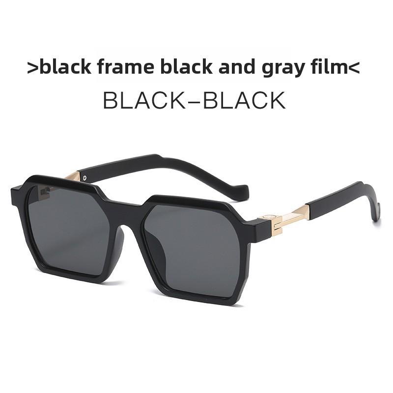 Trendy Oversized Square Sunglasses For Men Uv400 Shield Fashionable Sunwear BlackFrameBlackGrey