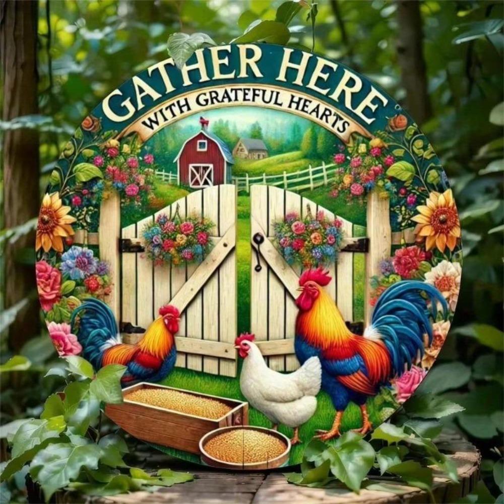 Rooster Metal Tin Sign Farmhouse Wall Art Rustic Decor