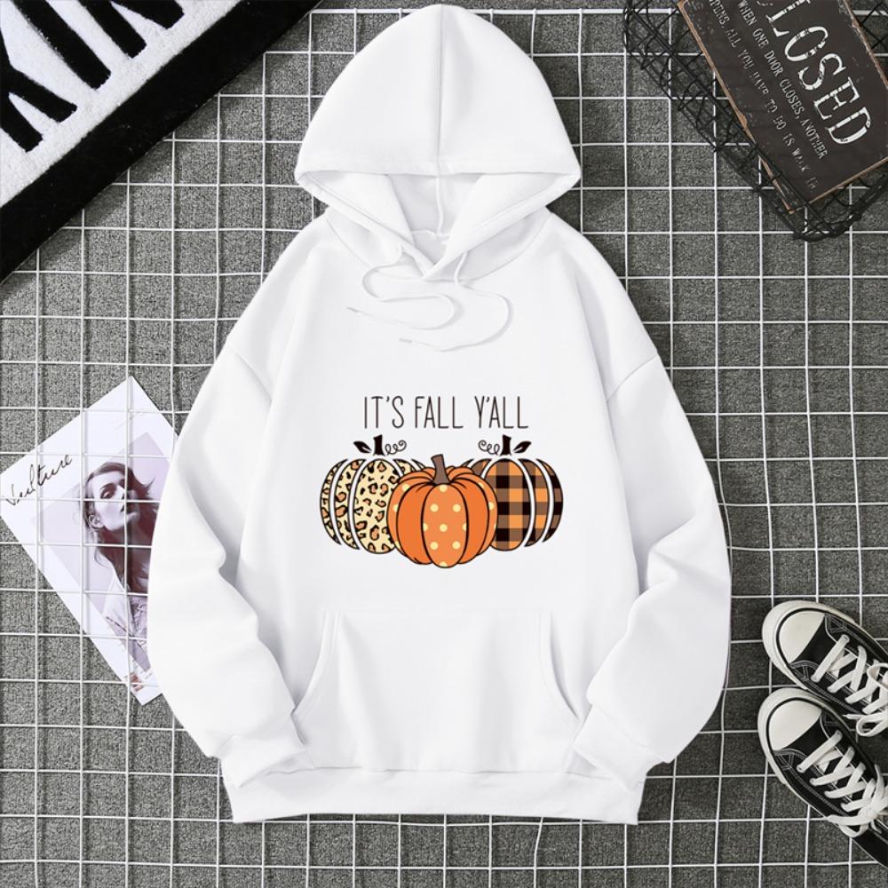 2025 Thanksgiving Pumpkin Graphics Women’s Black Gray Hoodies Soft Cotton Loose For Comfortable Fall/Winter Halloween Relaxation