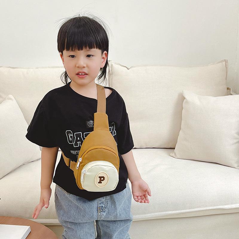Children's Bag Boy Crossbody Bag Letter Contrast Color Kids Chest Bag