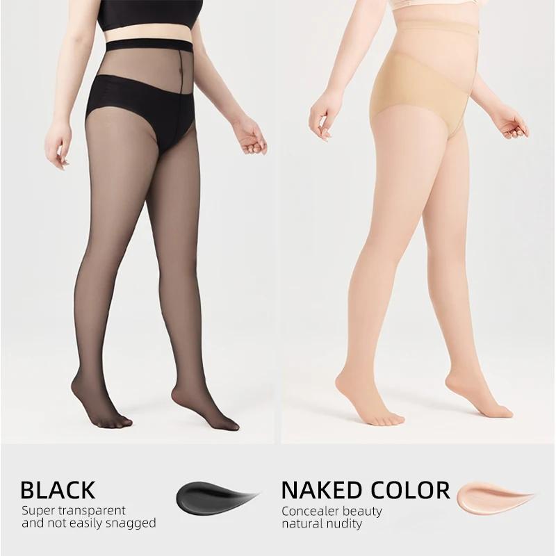 

0D Черные Ультратонкие Колготки Чулочно-носочные изделия Большой размер Шелковые Колготки Летние Ультратонкие Шелковые Нейлоновые Чулки Анти-зацепки Стройнящие Леггинсы Носок 60-65kg