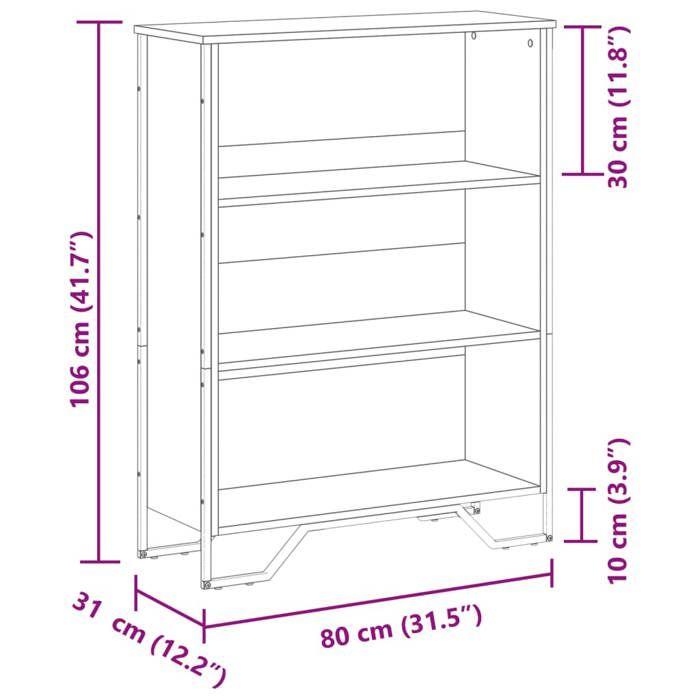 VidaXL Bibliothèque chêne sonoma 80x31x106 cm bois d'ingénierie, étagère, étagère à livres, étagère de rangement, armoire de 848625