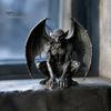Halloween Gothic Decoration Gargoyle Figurine, Medieval Dark Winged Statue, Resin Retro Style Statue Horn Demon Ornament for Office Bookshelf