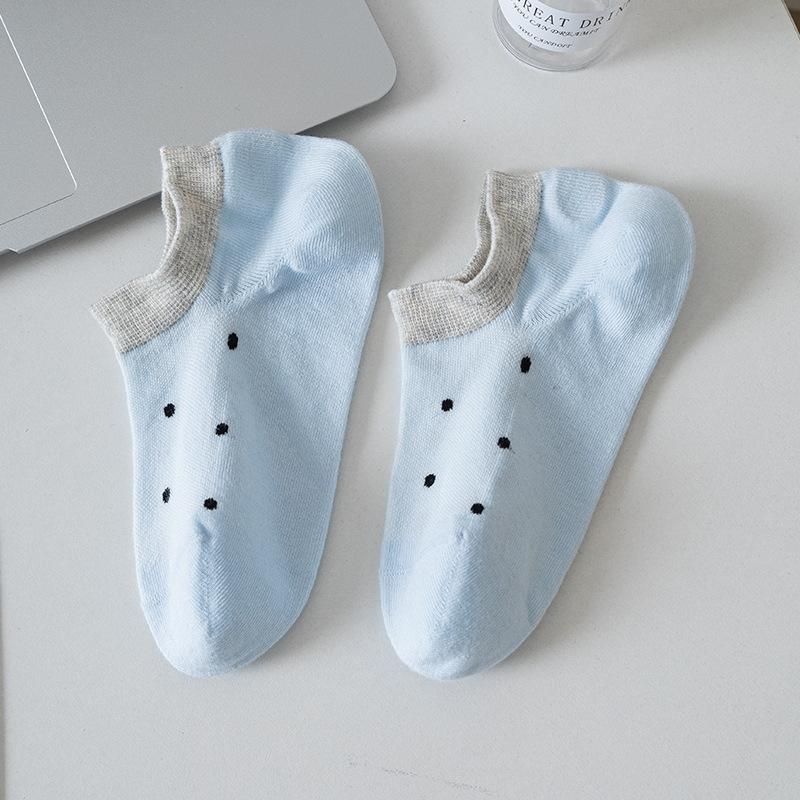 Bowknot Socks, Women's Polka Dot Short Socks, Women's Solid Color Summer Thin Breathable White Short Socks, Summer