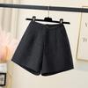 Shorts Women's Tweed Plaid Print Casual High Waist Fashion Wide-leg Pants