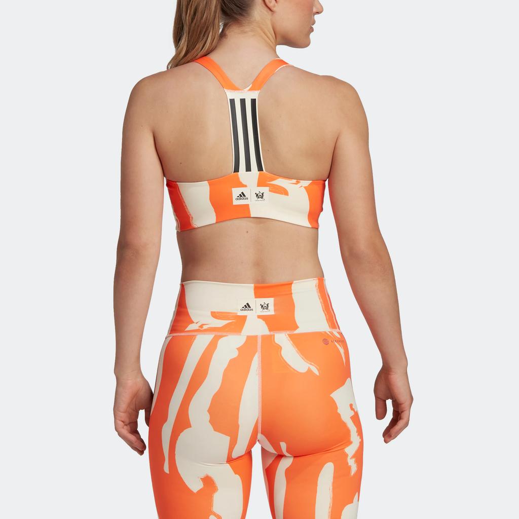 Adidas Thebe Magugu Training Classic Three Stripes Fixed Strap Sports Bra Women Underwear Orange HN7865