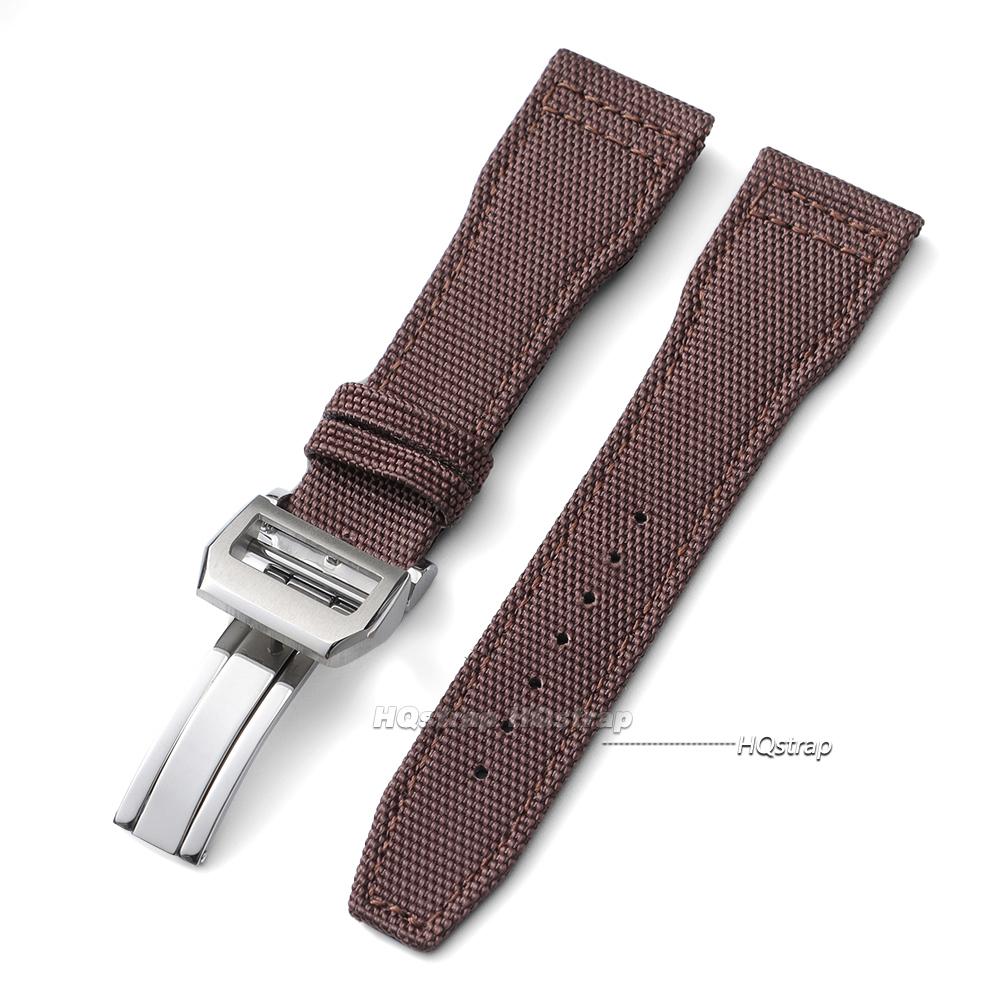 

Nylon Canvas Watch Strap for IWC Pilot 20mm 21mm 22mm Strap Women Men Sport Watchband Cowhide Wrist Belt Folding Buckle Bracelet 20mm&no logo коричневый