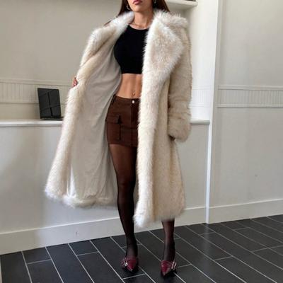 European and American Fur Autumn New Imitation Fox Hair Long Fur Coat Suit Collar Trench Coat Women's Clothing