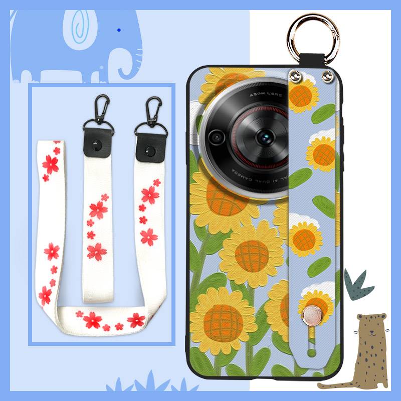 Shockproof Fashion Design Phone Case For ZTE Blade A75 5G/Nubia Focus 5G/Calf 5G Phone Holder Oil Painting Wrist Strap